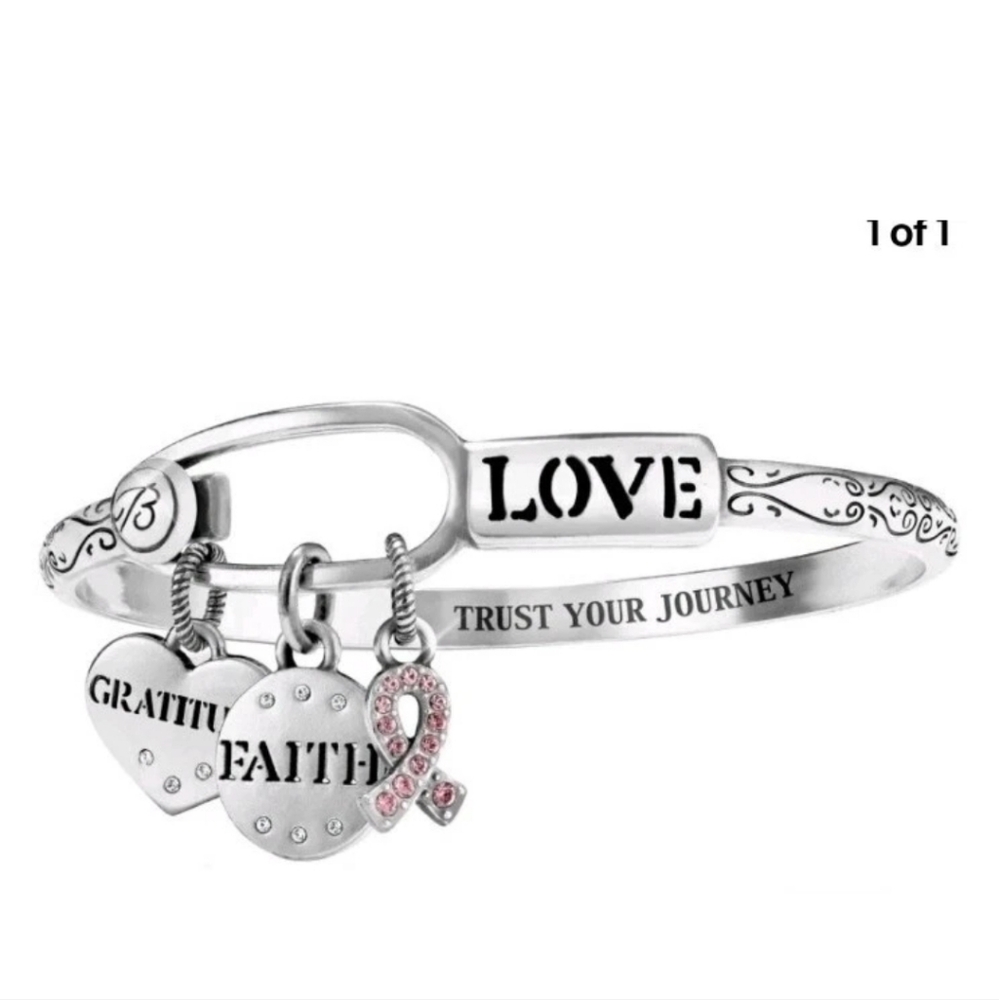 $52 Brighton Power Of Pink "Trust Your Journey" Message Charms Bangle Bracelet!